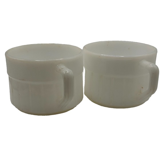 federal glass Other - Federal Vintage Set of 2 White Glass Milk Glass Coffee Cups